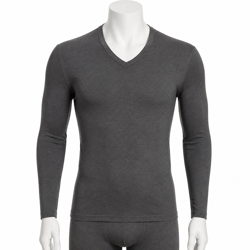 Men's Slim Fit Long Sleeve V-Neck Base Shirt