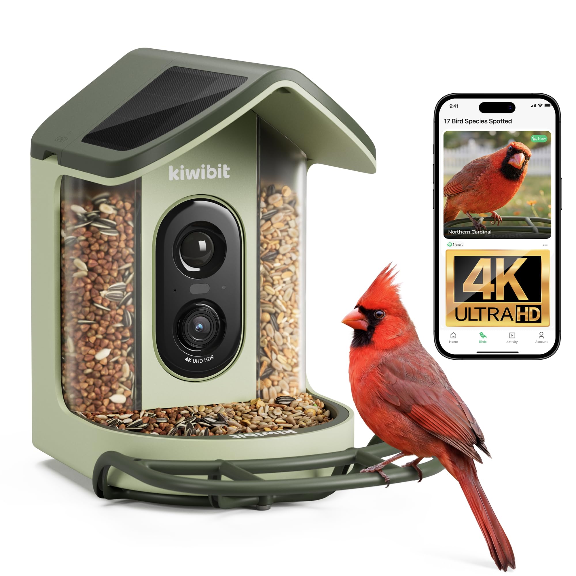 BirdVision AI Smart Feeder - 2K Camera with Species ID