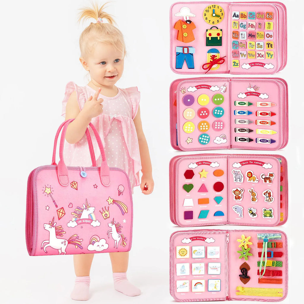 Montessori Busy Book for Toddlers - Portable Travel Activity