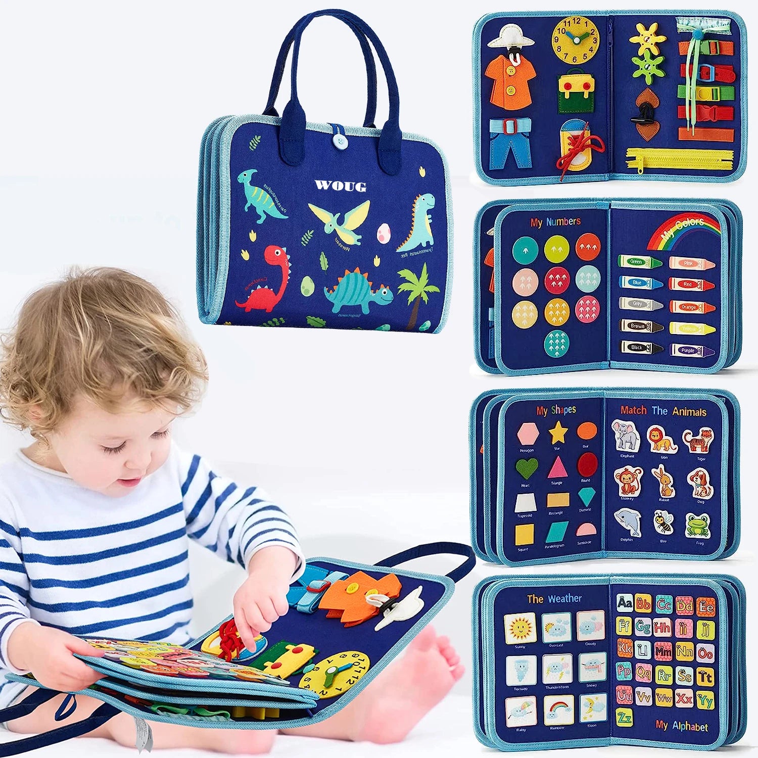 Montessori Busy Book for Toddlers - Portable Travel Activity