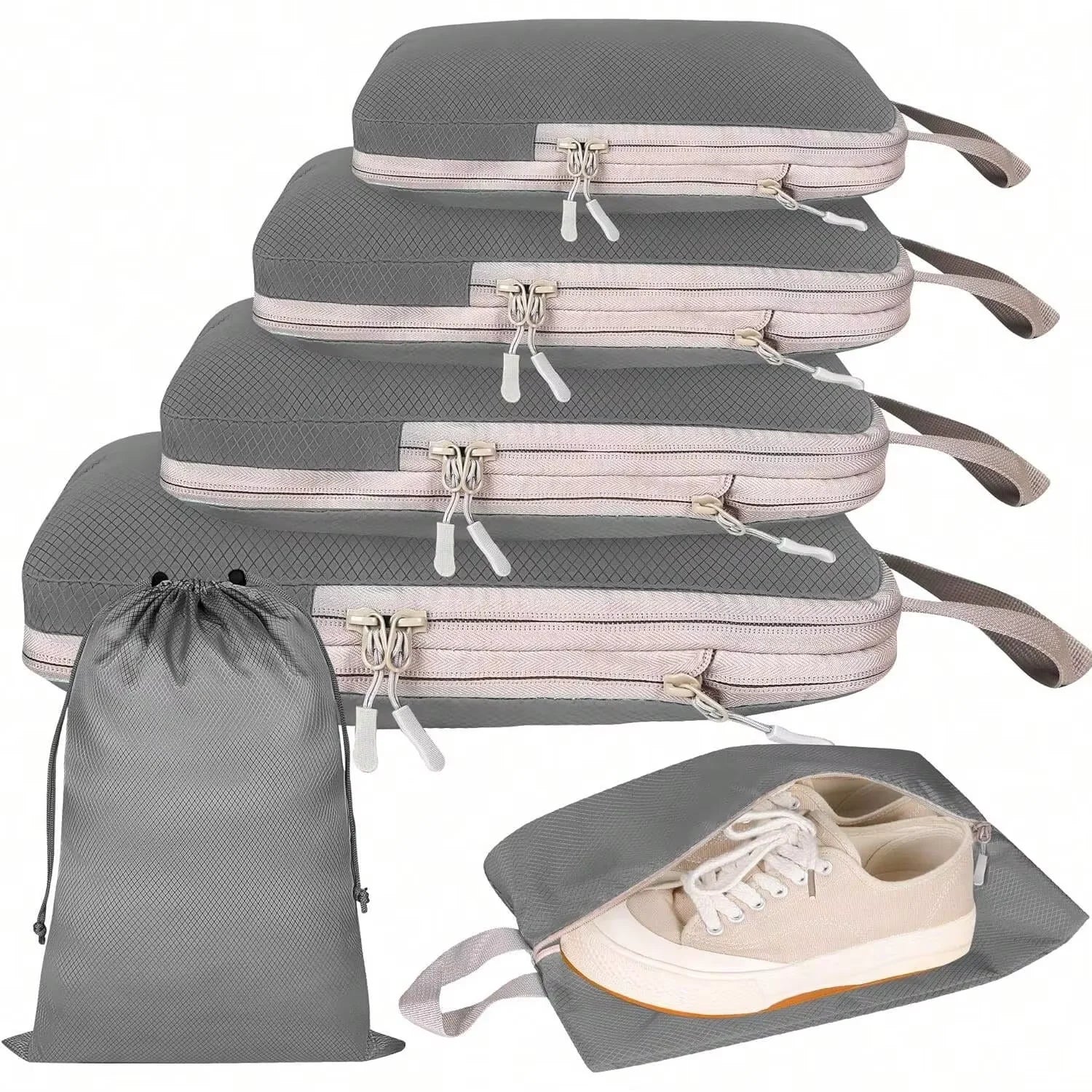 Compression Packing Cubes Set - 6 Piece Travel Organizer