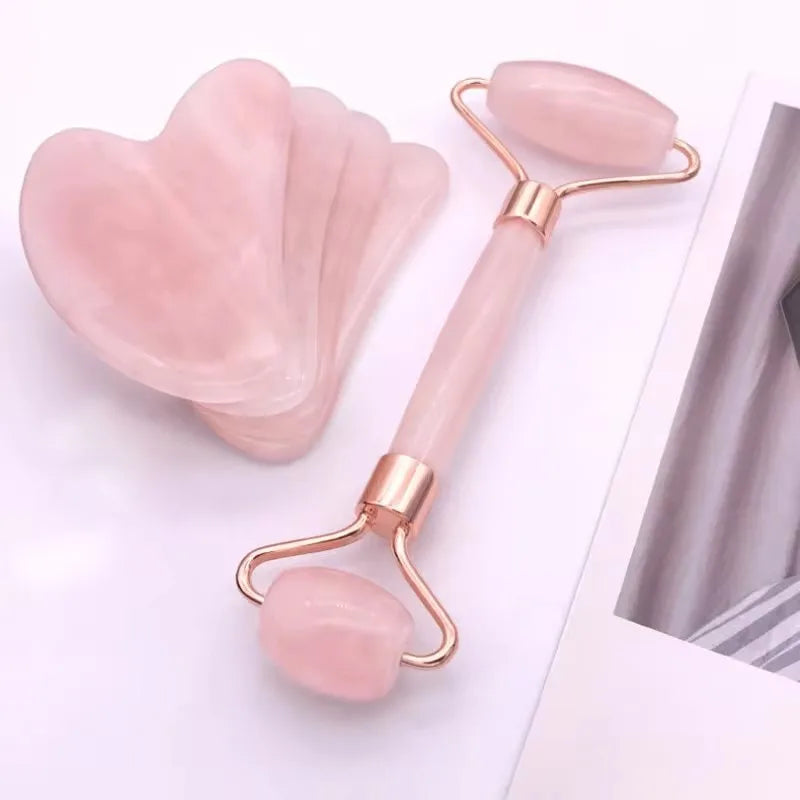 Gua Sha Facial Massage Set - 2-Piece Natural Stone Bea