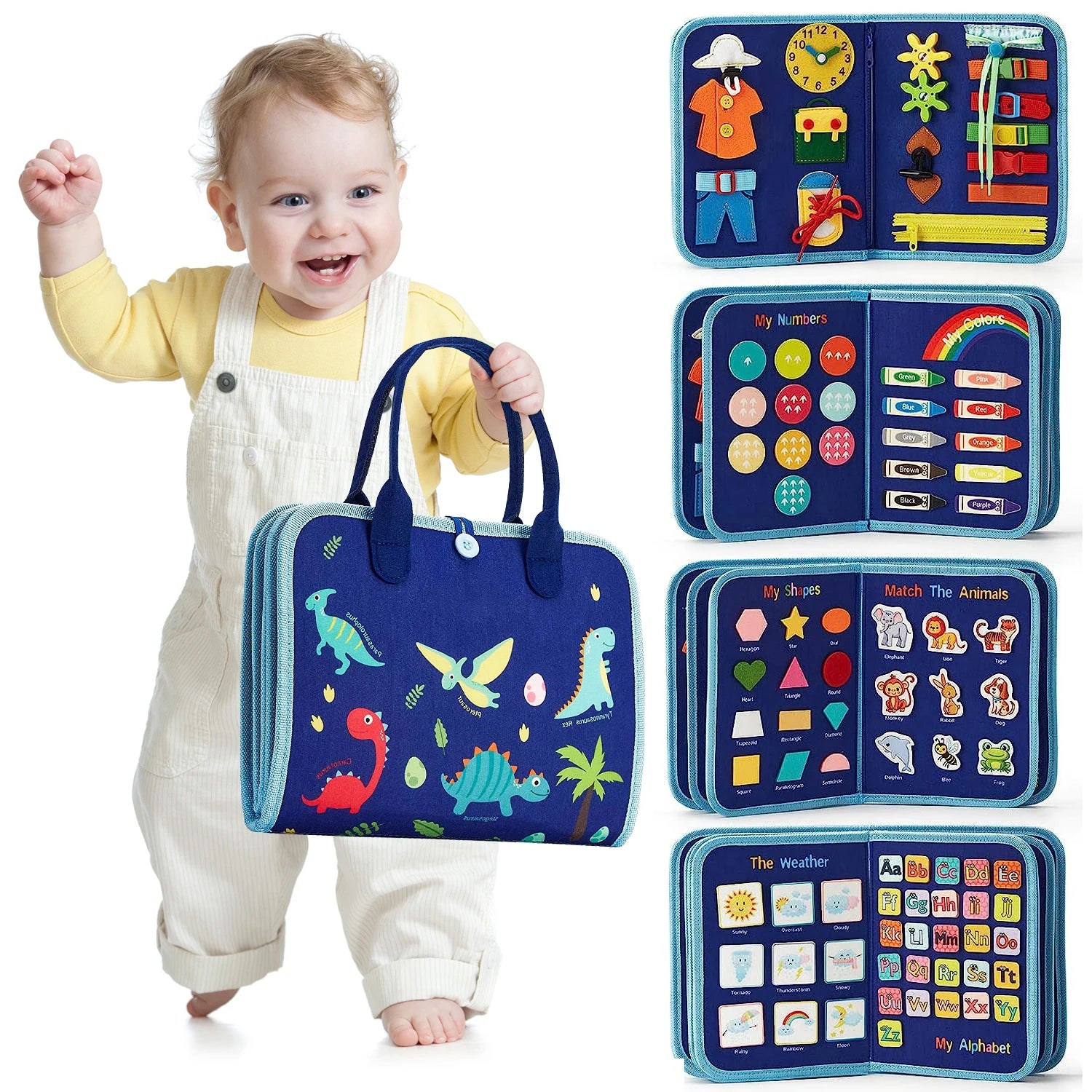 Montessori Busy Book for Toddlers - Portable Travel Activity