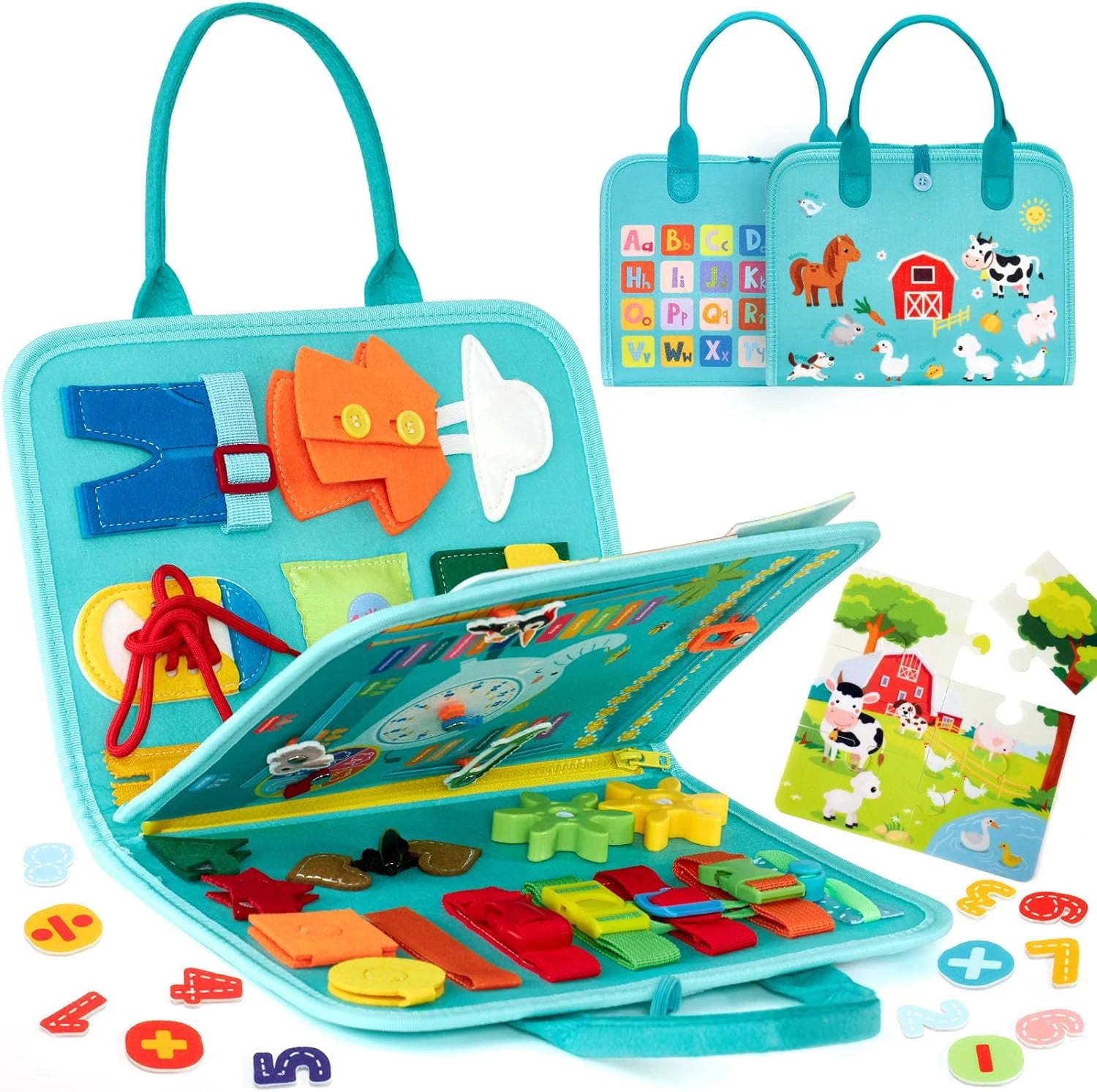 Montessori Busy Book for Toddlers - Portable Travel Activity