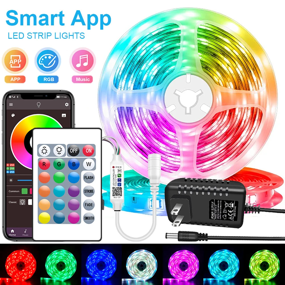 ChromaGlow RGB LED Strips - App-Controlled Room Light