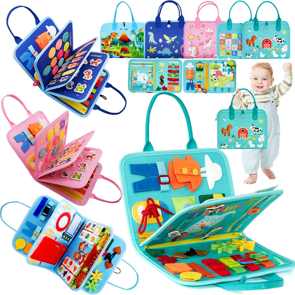 Montessori Busy Book for Toddlers - Portable Travel Activity