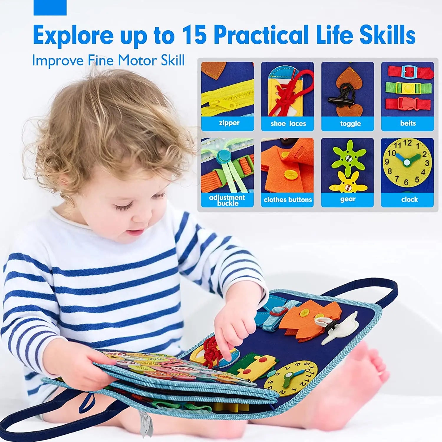 Montessori Busy Book for Toddlers - Portable Travel Activity