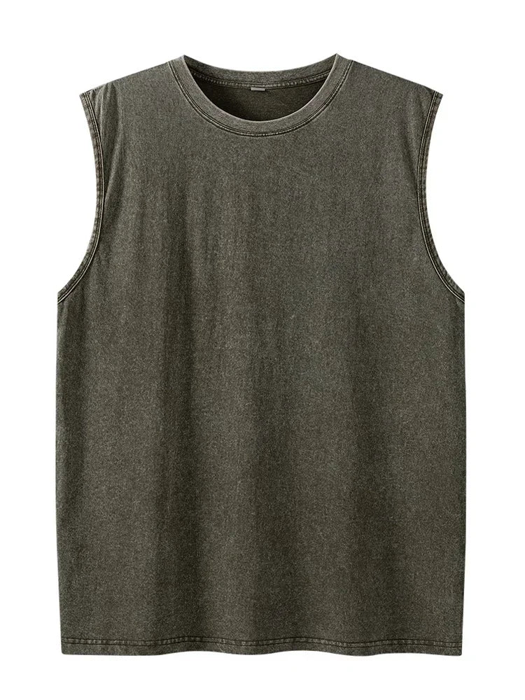 Mens Acid Washed Cotton Tank Top 230GSM