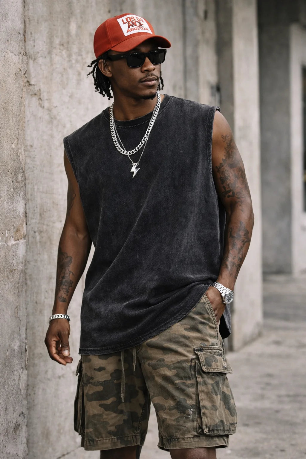 Mens Acid Washed Cotton Tank Top 230GSM