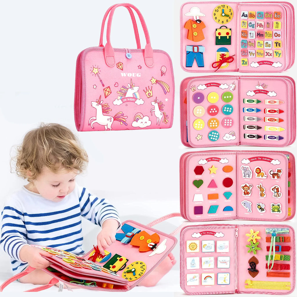 Montessori Busy Book for Toddlers - Portable Travel Activity