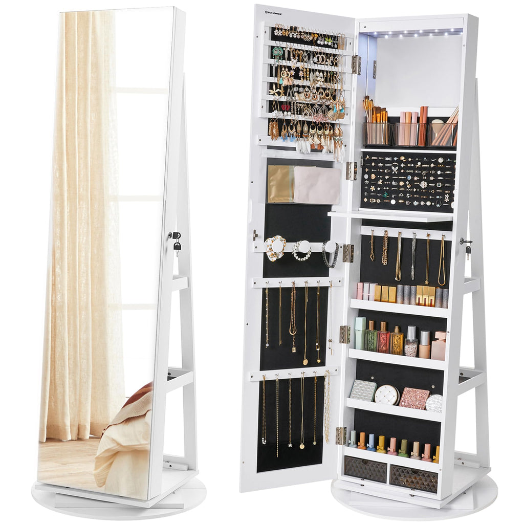 LuxeGlow LED Jewelry Armoire - Full Length Mirror with H