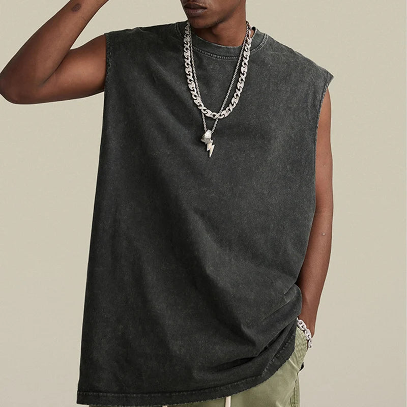 Vintage Acid Wash Tank Top 3-Pack - Mens Sleeveless Cotton Gy